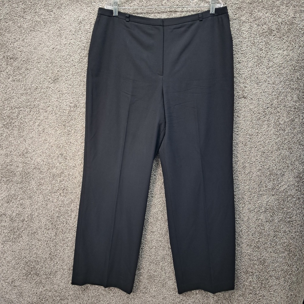 Talbots Black Suit Wool Blend Dress Pants Italian Fabric Size 18 Straight Leg